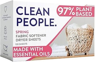 Clean People All Natural Fabric Softener Sheets - Plant Based Eco-Friendly Dryer Sheets - Naturally Softly Removes Static Cling - Vegan Laundry Softener with Essential Oils - Spring Scent, 2 x 80 Pack