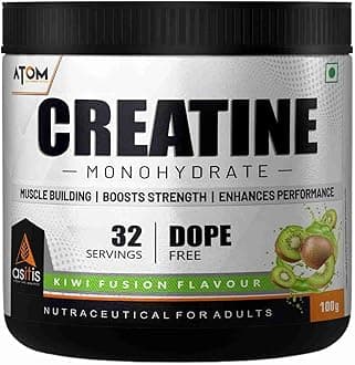 Asitis Nutrition ATOM Creatine Monohydrate (100g Powder, 32 Servings, Kiwi Fusion Flavour) | Dope Free | Enhances Performance | Promotes Muscle Gains