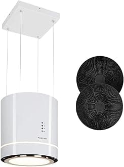 Klarstein Hanging Island Cooker Hood, Extractor Fan for Kitchen Islands, 540m³/h Airflow, Timer, Adjustable Kitchen Extractor Fan with Futuristic Design, 3 Mode Cooker Hoods, Activated Carbon Filters