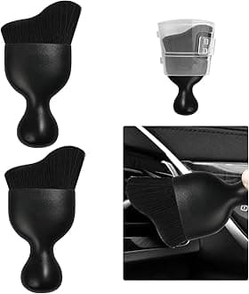 Ziciner 2 PCS Car Detailing Brush, Curved Soft Bristles Auto Removal Dust Collectors, Universal Vehicle Dashboard, Air Conditioner Vents etc Interior Cleaning Tool Accessories (Black)
