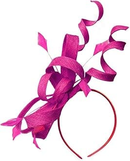 Caprilite Sinamay Headband Swirl Fascinator For Women Wedding Ascot Races (Fuchsia Hot Pink)