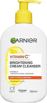 Vitamin C Brightening Cream Cleanser, Removes Make-up and Impurities, Hydrates and Brightens for Even Glowing Skin, for Dull and Uneven Skin, Dermatologically Tested, Cruelty free, 250ml