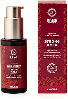 khadi STRONG AMLA hair oil, 100% natural, herbal, vegan, promotes hair growth, prevents hair loss & gray hair, strengthens hair roots, silicone-free, Ayurvedic hair care, organic natural beauty 1.69oz