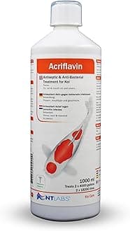 Koi Care Acriflavin, Koi Medicine, Koi Treatment for Fin, Tail & Mouth Rot and Ulcers, Treats Bacterial Infections in Koi, Quarantine Solution for Koi, 1000ml