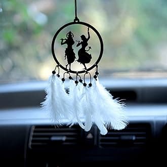 Dream Catchers for Car,Decorative Car Hanging Ornament,Home,Window & Garden for Positive Vibes Mirror Decor Hand Made Gift,Wind Chimes,Room Feathers with Gift Keychain- DN-13-1pcs