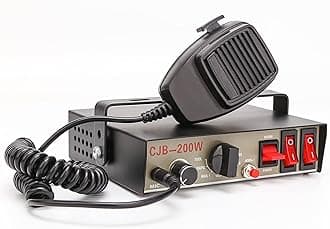 BooYu 12V 200W 9 Tones Police Emergency Warning Siren PA System [Handheld Microphone][Hands-Free][2 x 10A Switches] Capable with Any 8 Ohms/100-200 Watt Horn Speaker (Speaker Not Included)