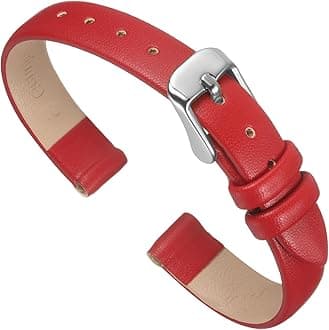 sourcing map Multi-sizes Genuine Leather Band, Flat Thin Elegant Leather Watch Strap for Men and Women