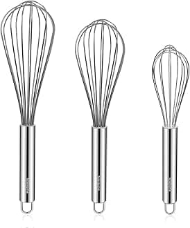 NileHome Stainless Steel Balloon Whisk Set - 12", "10", "8 inches - Silver