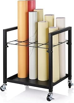 Blueprint Storage Rack Blueprint Holder Metal Blueprint Storage Cart with Wheels 12 Slots Roll File Holder for Home Office School to Storage Blueprint Poster Architectural (Black 12 Slots)