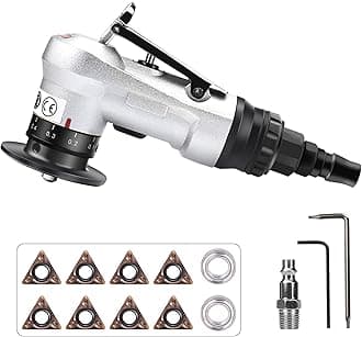 SI FANG Mini Pneumatic Chamfering Tool with Replace Blades Inserts and Bearings, 45 Degree Air Chamfer Deburring Tool, Portable Chamfering Machine for Metal C0.1-2 Angle Quick Trimming Beveling