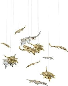 Creative DIY Maple Leaves Decorative Hanging Ornaments for Ceiling Light Kindergarten Shopping Mall Home Window Decoration (10, Gold Maple Leaves)