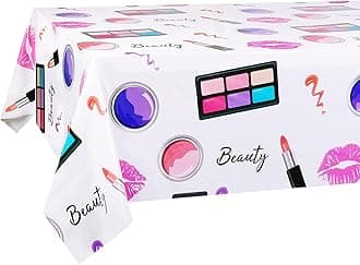 PHOGARY 2 Packs SPA Makeup Party Tablecovers, Cosmetics Makeup Theme Tablecloth, Disposable Plastic Rectangular Table Covers for Girls Spa Makeup Party Birthday Cocktail Party Decorations