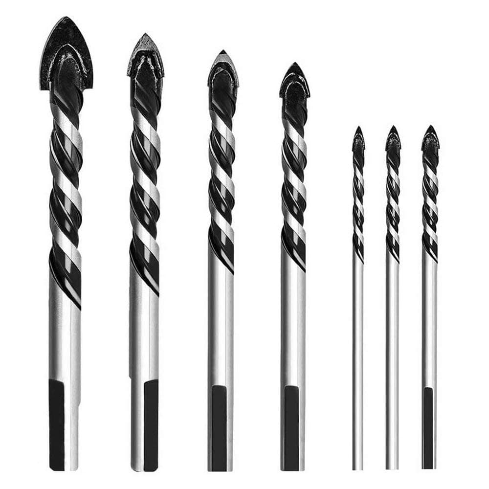7PCS Tungsten Drill Bits Set Tungsten Carbide Tip Drill Bits Masonry Drill Bits Set for Porcelain Ceramic Tile, Concrete, Brick Wall, Glass, Mirrors, Plastic Masonry and Wood (3 4 5 6 8 10 12mm)