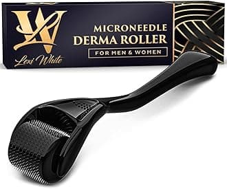 Derma Roller 1.0mm for Skin, Hair & Beard – Women and Men Titanium Microneedling Roller for Face & Scalp, Safe & Easy to Use - Jet Black