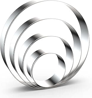 Circle Round Biscuit Cookie Cutter Set - Large Donut Cutter Ring Molds - 5 Inch, 4 Inch, 3 Inch, 2 Inch - Geometric Plaque Cookie Cutters Shapes - Stainless Steel