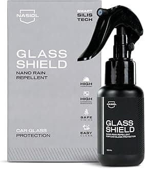 Nasiol GlassShield Powerful Nano Rainproof Protection Spray, Quick Detailer, Hydrophobic Car Spray, Effective Protection up to 2 Years, Hydrophobic Coating, Rain Repellent for Car Window