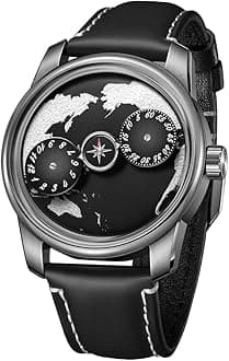 Fashion Mens Earth Dial Self-winding Automatic Watch Designer Blue Luminous Leather Mechanical Wristwatch For Men JM-Earth