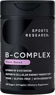 Vitamin B-Complex - Full Spectrum of B Vitamins with Methylated B12 & Folate - Gluten Free · Plant-Based · Non-GMO · Vegan-Friendly Formula - 120 Veggie Softgels