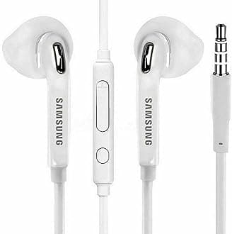 Genuine Original White Samsung EO-EG920BW In Ear Headphones/Stereo Headset/Handsfree Kit/Hybrid Headphones 3.5mm With Tangle-Free Flat Cable Including Mic For Samsung Devices.