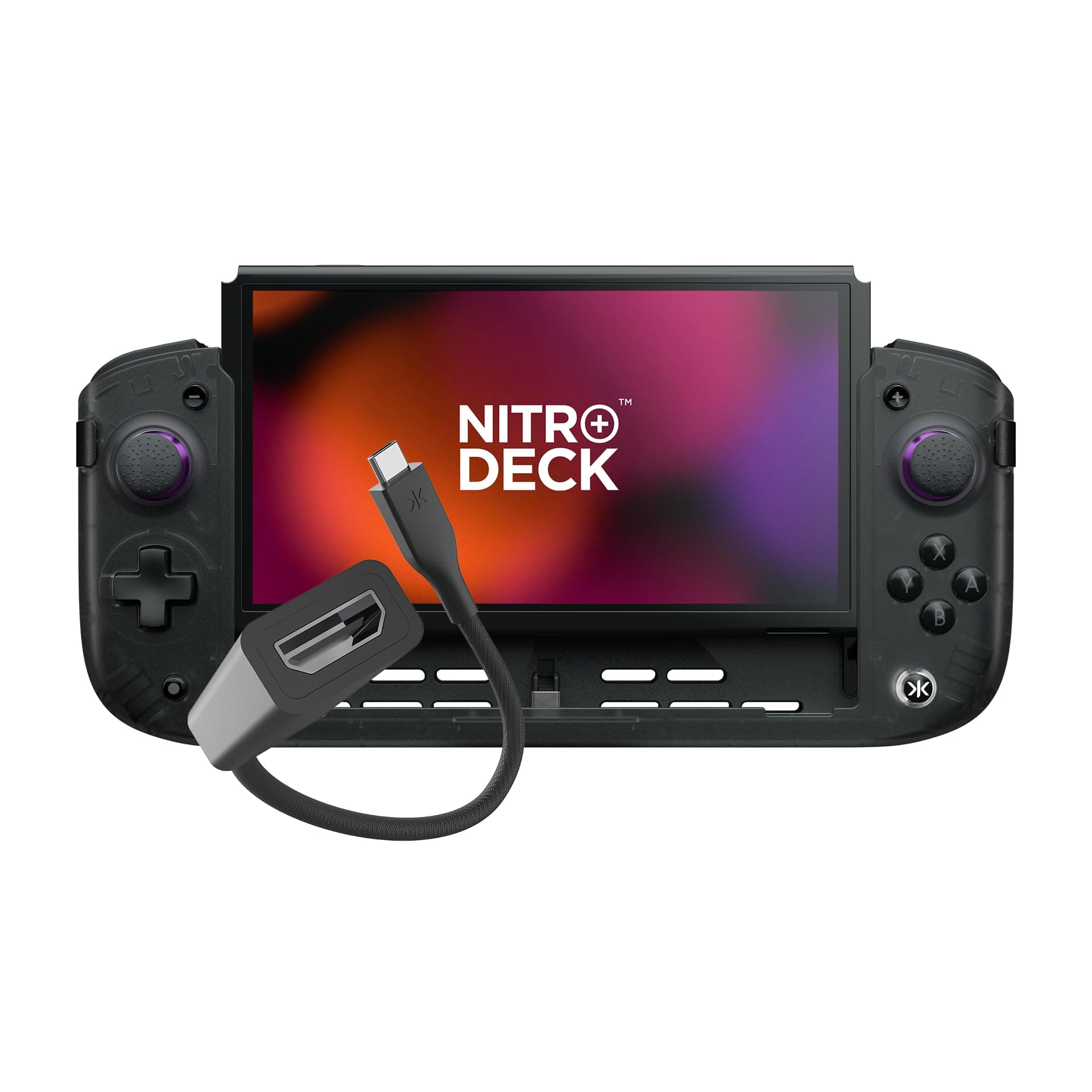 CRKD Nitro Deck+ with HDMI Adapter - Handheld Pro Controller for Nintendo Switch & OLED Model - TV Dockable - Programmable Sidekicks & Back Buttons - TruCollection System (Clear Black Edition)