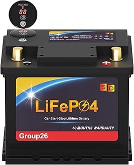 Lithium Car Battery Start and Stop, 12.8V 576WH Group 26 LiFePO4 Automotive Battery For Car, Starter Battery Plus Deep Cycle Performance, 60 Months Warranty