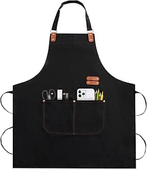 Apron for Men Women, Chef Apron with Adjustable Neck Strap, Heavy Duty Apron with Pockets, for Cooking, Gardening