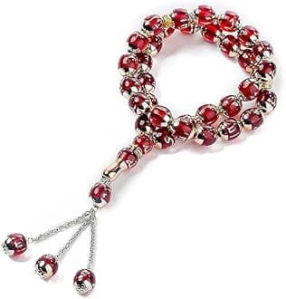 Tasbih Prayer Beads Allah & Muhammad Islamic Prayer Rosary Muslim Islam Misbaha Tasbeeh Sibha 33 Prayer Beads Bracelet (red)