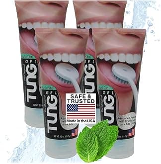 Tung Tongue Gel, Fresh Mint Tongue Cleaner Paste, Bad Breath Odor Eliminator, Halitosis Defense, BPA Free, USA Made (4-Pack)