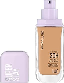 New York, Super Stay Lumi-Matte Liquid Foundation, 30hr Longwear formula, Light as Air, Waterproof, Sweatproof, Luminous Matte Finish - 140