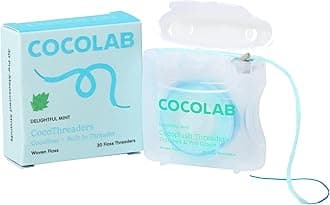 CocoPlush Floss Threaders by Cocolab, Expanding Woven Floss with Built-in Threader for Braces, Implants and Bridges, Coconut Oil Infused, Mint Scent, 30 Count, 1 Pack