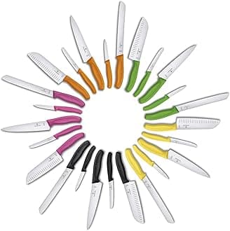 Victorinox Kitchen Knife, Stainless Steel Swiss Made Vegetable Cutting and Chopping Knife, Serrated Edge, 10 cm, Yellow