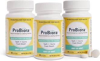 ProBiora Oral-Care Chewable Probiotic Tablets | Probiotic Supplement for Women & Men | Healthier Teeth & Gums | Fresher Breath | Whiter Teeth | Better Overall Health | 30 Count | Pack of 3 | Mint