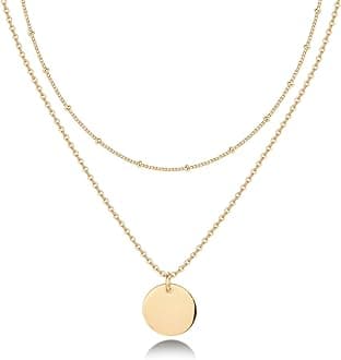 PAVOI14K Gold Plated Layering Necklaces | Stylish Minimalist Design Pendant Necklaces | Butterfly, Heart, Lock, Evil Eye, Coin, Lightning Bolt, Circle, Cross Pendants for Women, Yellow Gold, No