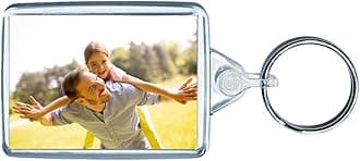 Personalised Custom Photo Keyring - Portrait or Landscape Photo - Key Chain, Key Ring Fob, Clear, Medium