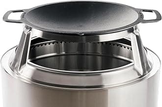 Solo StoveYukon Wok + Hub, Cast Iron Cookware with Stainless steel Hub for 8” Elevation, Accessory for Yukon fire pit, Weight: 22 lbs, Cooking surface diameter: 18"