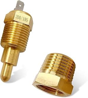 1 PC Car Engine Cooling Sensor Switch and Cover, 200 to 185 Degrees Celsius Adjustable Temperature Fan Temperature Switch with 3/8" Pipe Thread, Retrofit Accessory, Fits Most Cars (Gold)