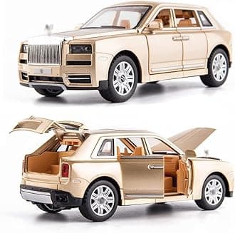 Brand Conquer Big Size Rolls-Royce Cullinan Model Car Exclusive Alloy Metal Car Pull Back Die-cast Car Toy car with Openable Doors & Light, Music Boys Gifts Toys for Kids (Rolls Royce CULLINAN Gold)