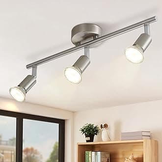 Glitzerlife Spot Light Nickel 3 Way - Ceiling Light GU10 Rotatable Ceiling Spots Adjustable 350° Swiveling Design Spot Light Metal for Living Room Bedroom Kitchen Without Bulbs