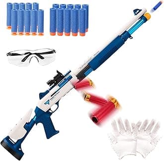 Nerf Gun Toy Soft Foam Bullet Darts, XM1014 Air Powered Shell Ejecting Spring Rifle Shotgun for Kids Boys, Shell Thrown Foam Dart Pistols for Outdoor Activities Shooting Games (Blue)