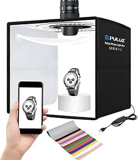 10x10 inch Photo Light Box,Folding Portable Mini lightbox 104PCS LED Light CRI≥95 12 Colors Photography Backdrops for Jewelry Watches Small Item Photo Studio Shooting Tent Box