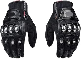 XIUJUN Steel Outdoor Reinforced Brass Knuckle Motorcycle Motorbike Powersports Racing Textile Safety Gloves (Black, XL)