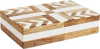 Handicrafts Home Handmade Decorative Storage Box with Lid – Gift Box or Decorative Accent, Patisserie Adorn Collection, Made with Resin Inlay, Wood & Pine MDF -8X5X2 Inches