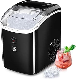 Nugget Ice Maker Countertop, Soft Chewable Pebble Ice with One-Click Operation