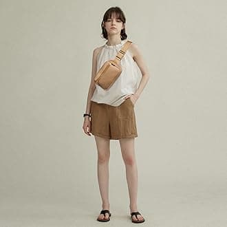 Telena 女性用ベルトバッグ PUレザー ファニーパック クロスボディバッグ 女性用ウエストバッグ 調節可能なストラップ付き, 216-ライトブラウン。, One Size