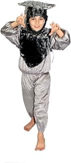 Kaku Fancy Dresses Fleece Wolf Wild Animal Costume For Kids - Grey, 3-4 Years | Animal Fancy Dress For Boys & Girls