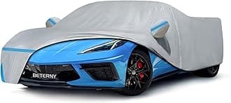 Car Cover for 2020-2025 Corvette C8, Waterproof Custom-fit Sun Rain Dust Snow All Weather Protection Outdoor C8 Full Car Cover with Door Zipper and Cotton Lining-Gray