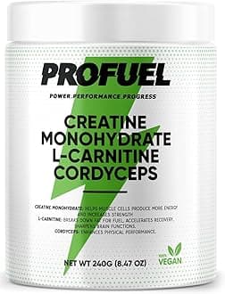 PROFUEL Creatine, L-Carnitine & Cordyceps Powder - 240g - Increase Strength & Performance - Gym Supplement for Men & Women