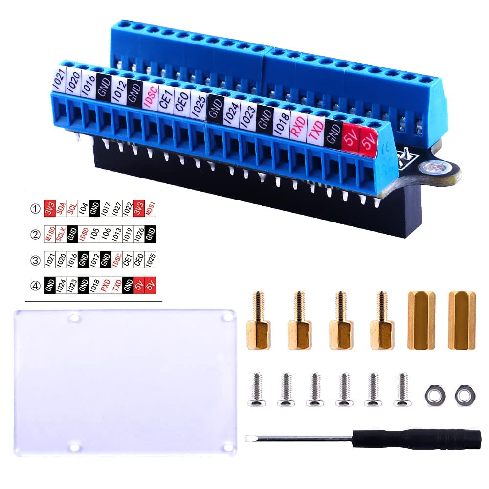 Micro GPIO Terminal Block Breakout Board Module for Raspberry Pi, GPIO Expansion Board Micro Connector for Raspberry Pi 4B/3B+/3B/2B/Pi Zero/Pi Zero W/ 2 W