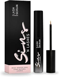 Sins' N Lashes Purified Eyelash Physician-Formulated Serum for Fuller & Longer Looking Eyelashes | Natural Eyelash Enhancer Safe for Sensitive Eyes & Contact Lens Wearers | 120-Days Supply (4.5) ml