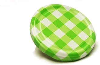 Metal Lug Cap 82 mm Lid for Glass Storage Jars and bottles (brand peerul) (Pack of 12, Green Checkered)